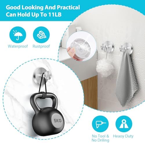 2pcs Suction Cup Hooks for Towels Robes Hats Wreaths Silver
