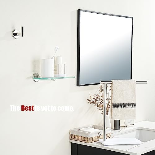 JQK Chrome Bathroom Glass Shelf 12x5 Inches