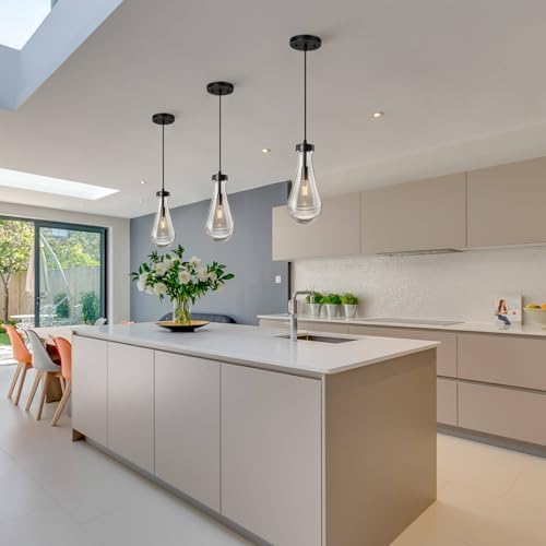 Raindrop Pendant Lights Set of 3 Teardrop Black Hanging Fixtures
