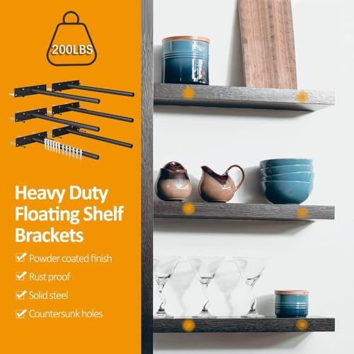 Wengus Floating Shelf Brackets 6 Pack Heavy Duty 200LBS