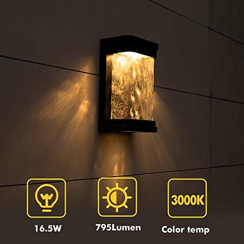 LUTEC Starry 795 Lumen 3000K LED Wall Light with Seeded Glass