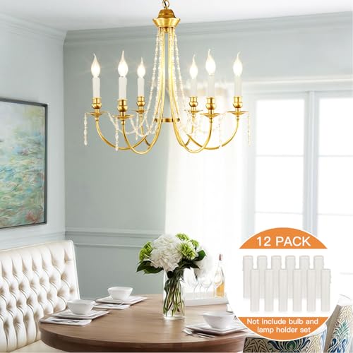 Helunsi 4 Inch Chandelier Candle Sleeves 12 Pack