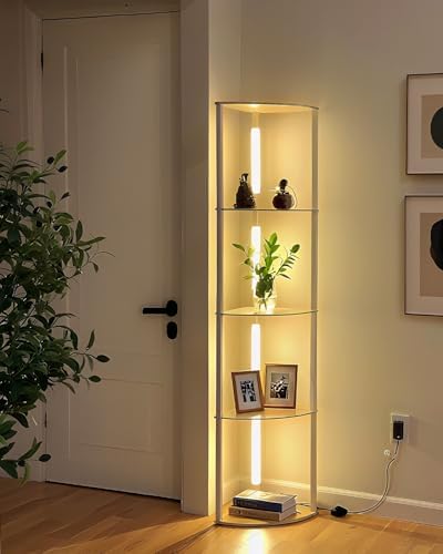 Lightdot 64 Inch Floor Lamp with Shelves - White