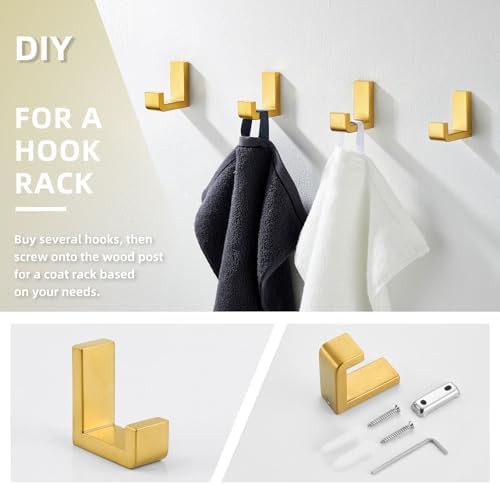Angle Simple Towel Hook Brushed Gold 304 Stainless Steel