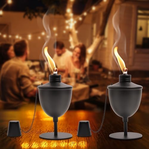 4 Pack Upgraded Tabletop Torches with Wicks and Funnel