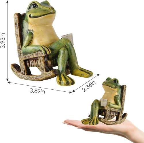 Solar-Powered Miniature Frog Garden Decor Statue