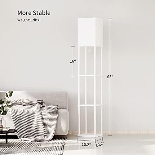 SUNMORY Floor Lamp with Shelves and 3-Way Dimmable LED Light