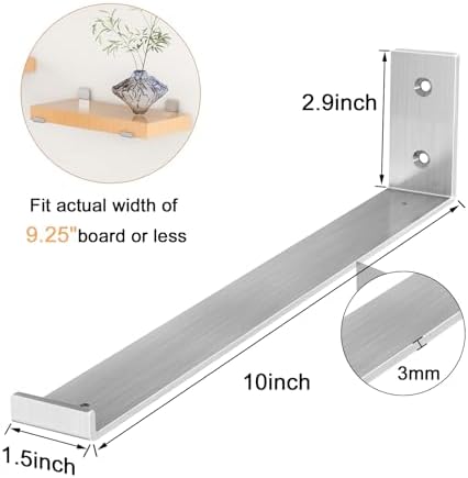 Stainless Steel Floating Shelf Brackets 10 Inch 6 Pack