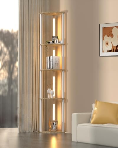 Lightdot 64 Inch Floor Lamp with Shelves - White