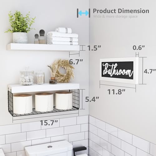 QEEIG Bathroom Shelves Over Toilet 21 Set White Black