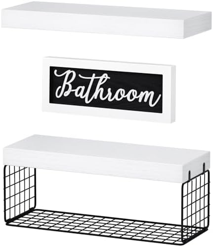 QEEIG Bathroom Shelves Over Toilet 21 Set White Black