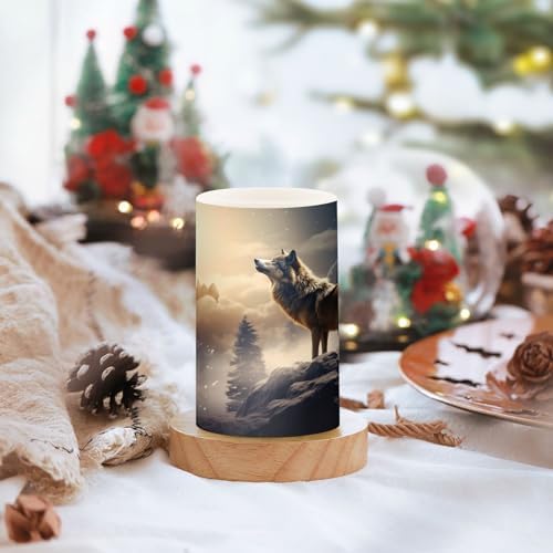 YETTASBIN Wolf Flameless Candles with Remote Control and Timer 2 Pack