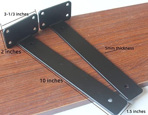 12 Pack 10 Inch Black L Shelf Brackets