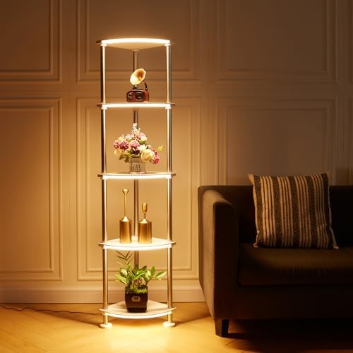 5-Tier Floor Lamp with Charging Station and RGB Lighting