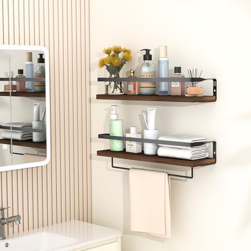 Bathroom Shelves with Towel Bar Set of 2