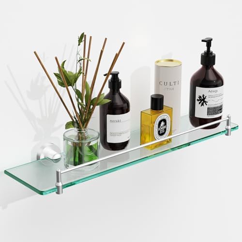 20 Inches Glass Shelves for Bathroom Modern Wall Mount