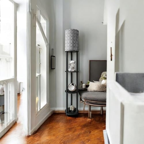 Modern Floor Lamp with Shelves for Living Room and Bedroom