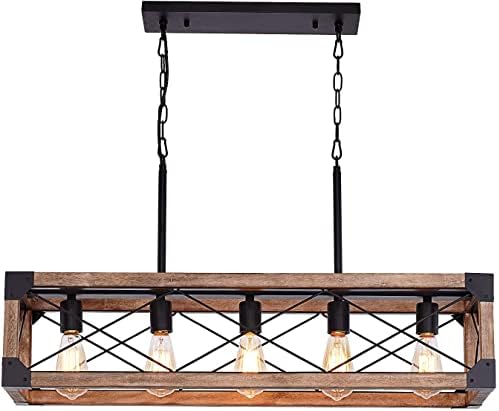 Airposta Farmhouse Linear Chandelier 5 Lights