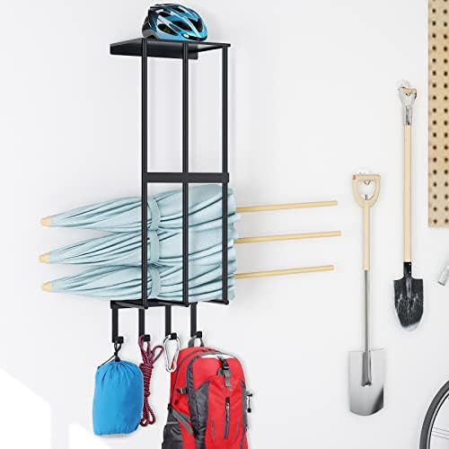 Camping Chair Wall Storage Rack - 4 Hooks Black