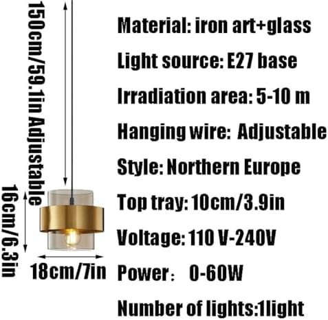 American Retro Iron Glass Pendant Light E27 Chandelier