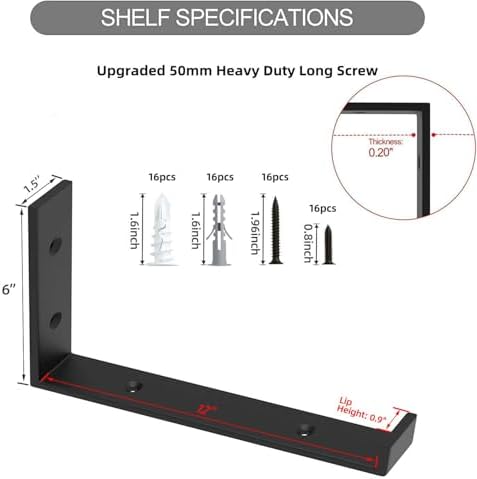 WEKIS 12 Inch Heavy Duty Floating Shelf Brackets Pack of 8