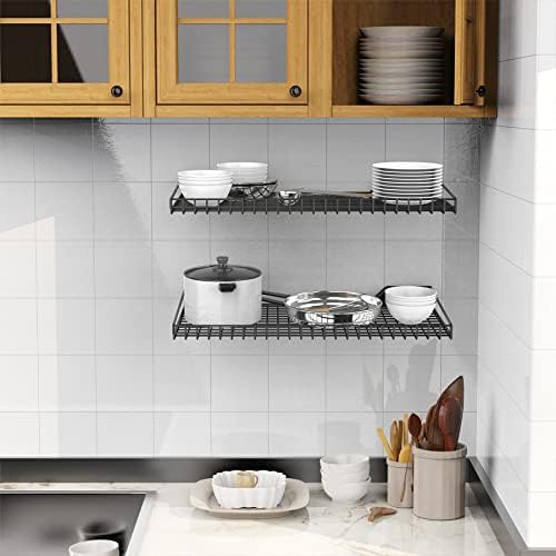 WALMANN 2 Pack Heavy Duty Wall Shelving 235 x 12 Storage Shelves for Garage Closet Laundry Room Black