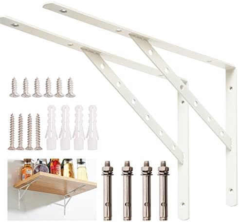 Dluno 16 Inch Heavy Duty Floating Wall Shelf Brackets 2-Pack White
