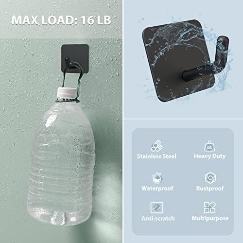 VISV Adhesive Hooks 4Pcs Heavy Duty Waterproof Wall Hooks Matte Black