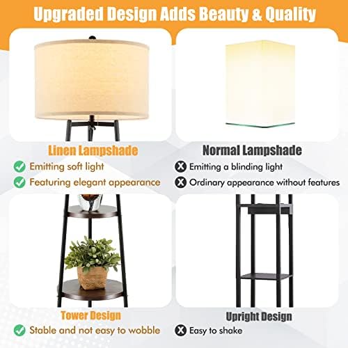 Giantex Floor Lamp with 3 Tier Shelves 60 Inch Modern