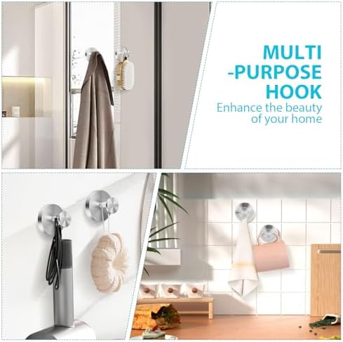 2pcs Suction Cup Hooks for Towels Robes Hats Wreaths Silver