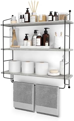 Sorbus 3 Tier Floating Bathroom Shelving Unit Gray
