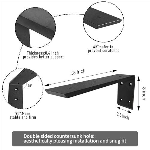 Heavy Duty Metal L-Shaped Countertop Brackets 2 Pack