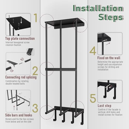 PUMHUBO Metal Beach Chair Wall Storage Rack Black