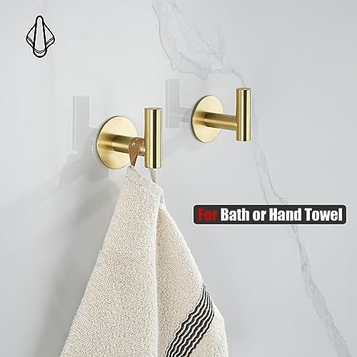 JQK Self Adhesive Towel Hook Gold 2 Pack