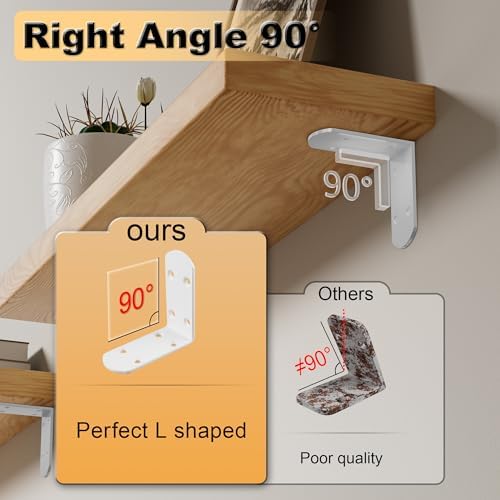 Alise 4Pcs Stainless Steel L Brackets for Shelves White