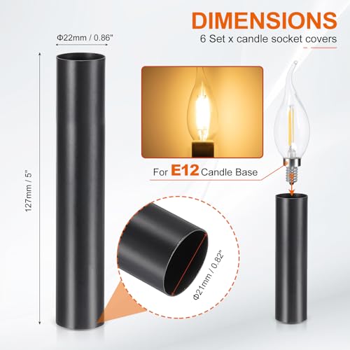 PATIKIL 5 Inch Candle Covers Sleeves 6Pcs Metal E12 Chandelier Socket Holder