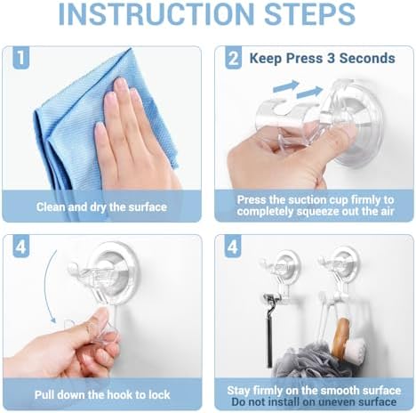 Large Suction Cup Hooks 2 Pack Heavy Duty Razor Holder