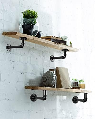 MUZIK Shelf Brackets 12 Pack Heavy Duty Industrial Pipe Floating Wall Mount