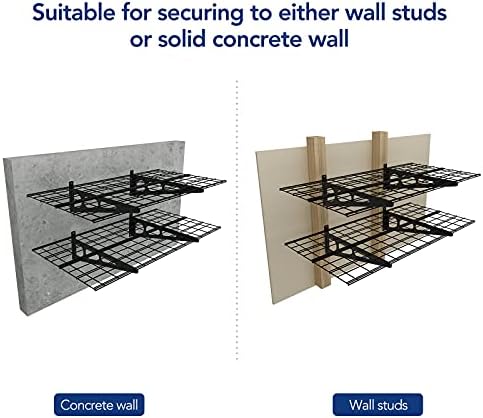 FLEXIMOUNTS 2-Pack Wall Shelves 24x48 Inches Black