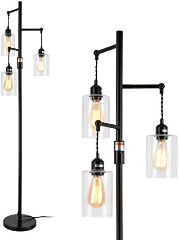 Airposta 3-Head Industrial Floor Lamp with Dimmable Switch Black
