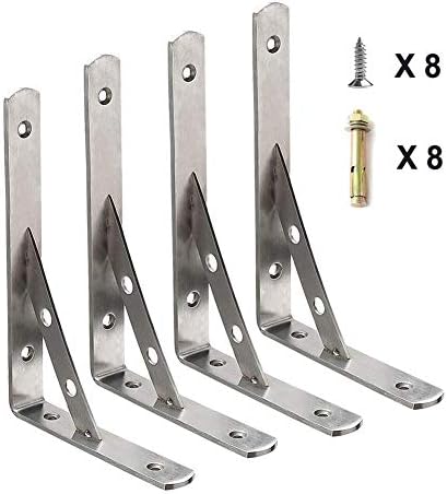 Deezio Heavy Duty Stainless Steel L Brackets Floating Shelves Wall Mount