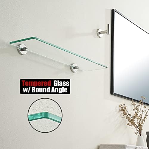 JQK Tempered Glass Shelf for Bathroom 24x5 inches