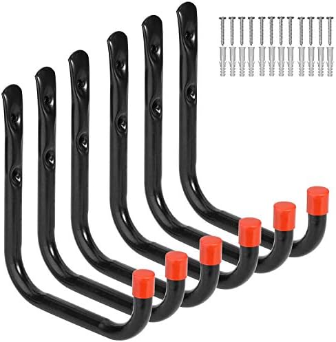 Heavy Duty Garage Hooks Organizer 6 Pcs Black J Hook