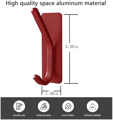 Paoli Heavy Duty Self Adhesive Hooks Set of 4 Red