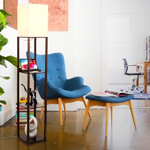 Brightech Maxwell Charger Modern Floor Lamp with USB and Outlet