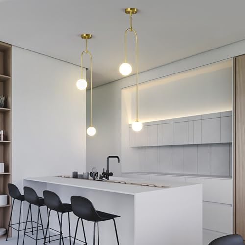 Modern Milk Glass Pendant Light 2 Pack Gold Chandelier