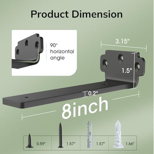 VANCASTLE Floating Shelf Brackets 6 Pack 8 Inch Heavy Duty Black