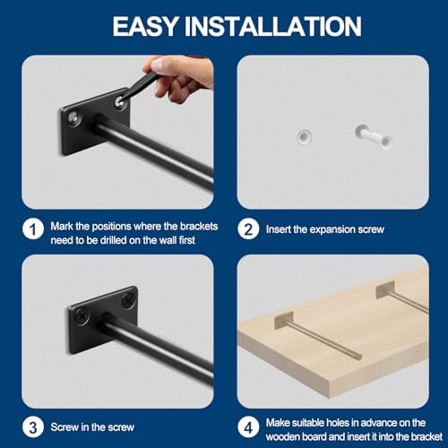 12 Pcs 8 Black Steel Floating Shelf Brackets