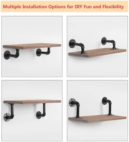 Heavy-Duty L-Shaped Pipe Shelf Brackets 8 Pack for Wood