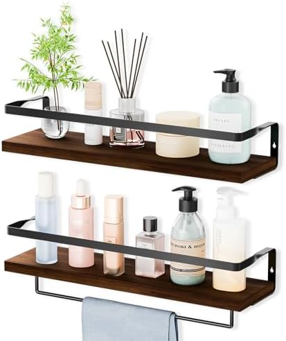 Bathroom Shelves with Towel Bar Set of 2